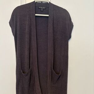 Barefoot Dreams Cozy Chic Ultra lite long sleeveless Cardigan XS Blue/Gray